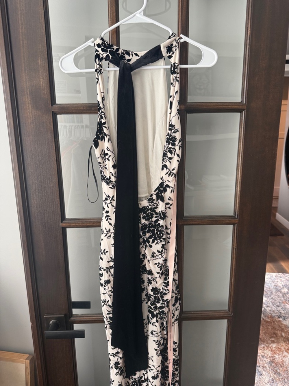 NWT Lulus Steliana White And Black Velvet Burnout Cutout Maxi Dress - Size S - Picture 5 of 8
